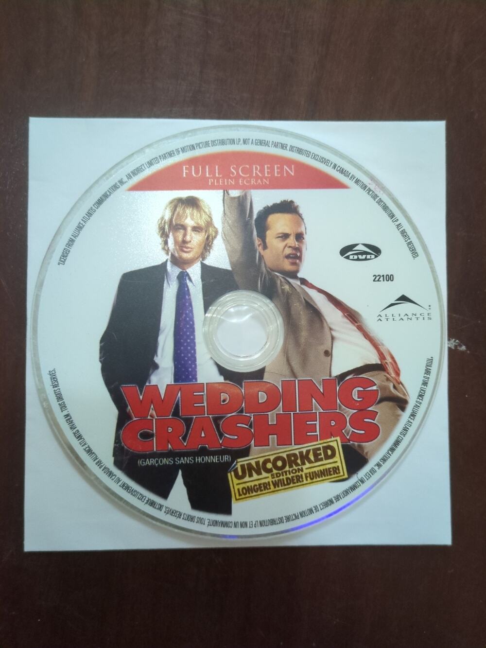 Wedding Crashers DVD Full Screen Uncorked Edition Owen Wilson disc only